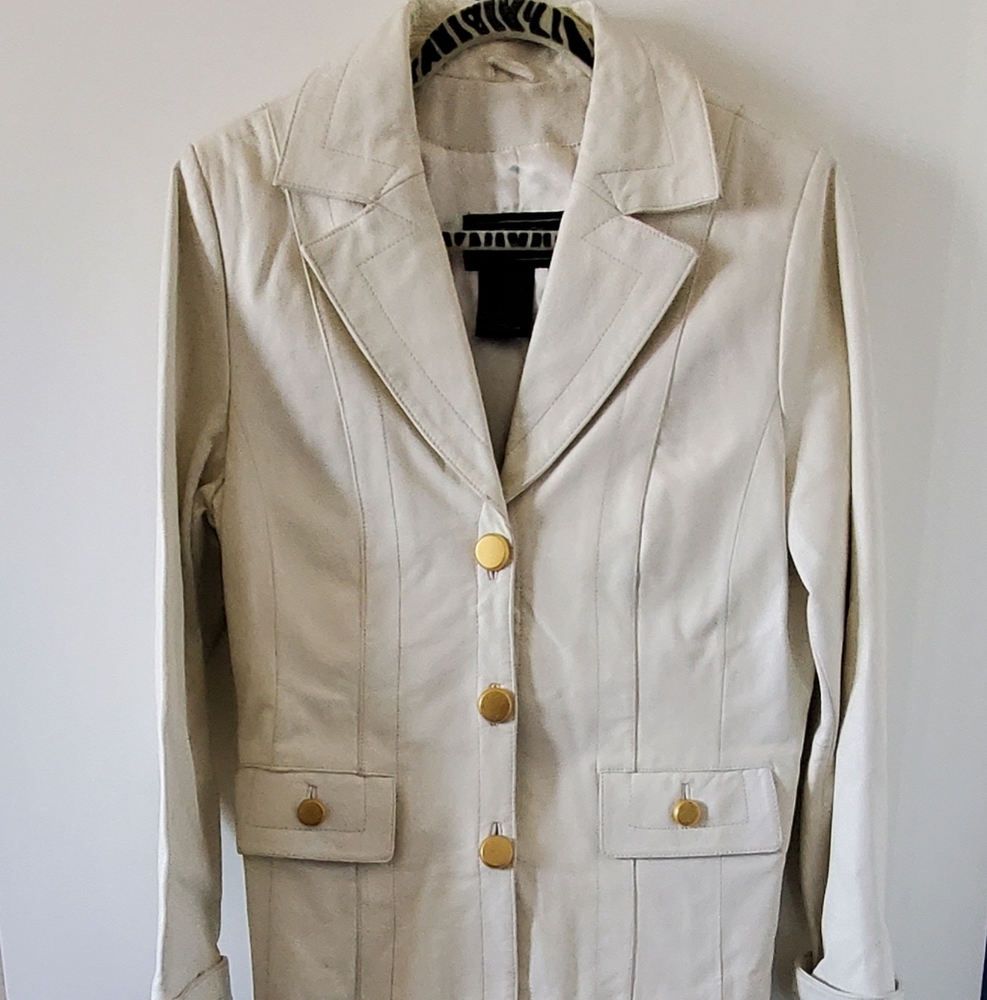 Vintage Terry Lewis White Leather Blazer S